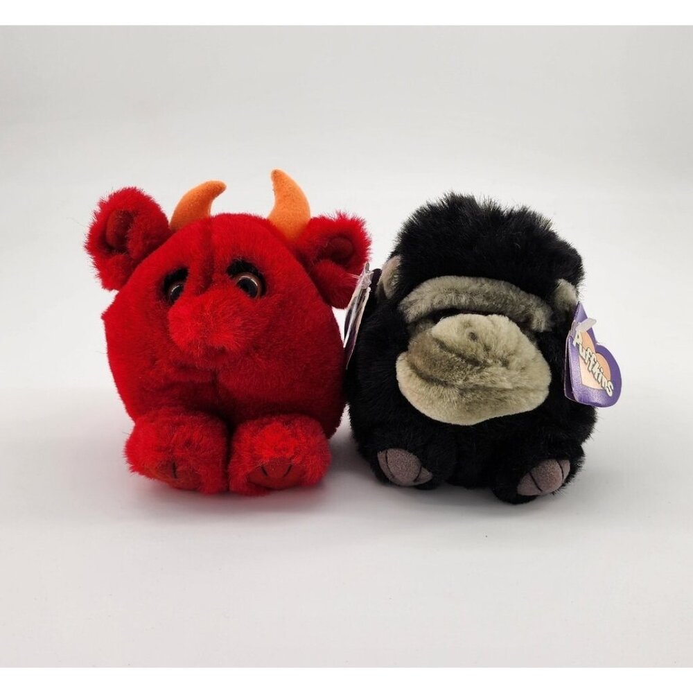 NEW Lot‎ of 2 Puffkins Plush "Max" the Gorilla & "Red" the Limited Edition Devil